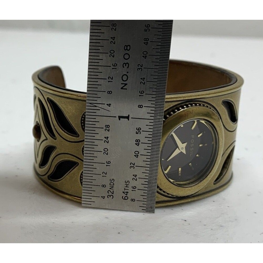 Vintage Fossil Womens Watch Cuff Leather Band 90’s Bracelet Western - Picture 10 of 12